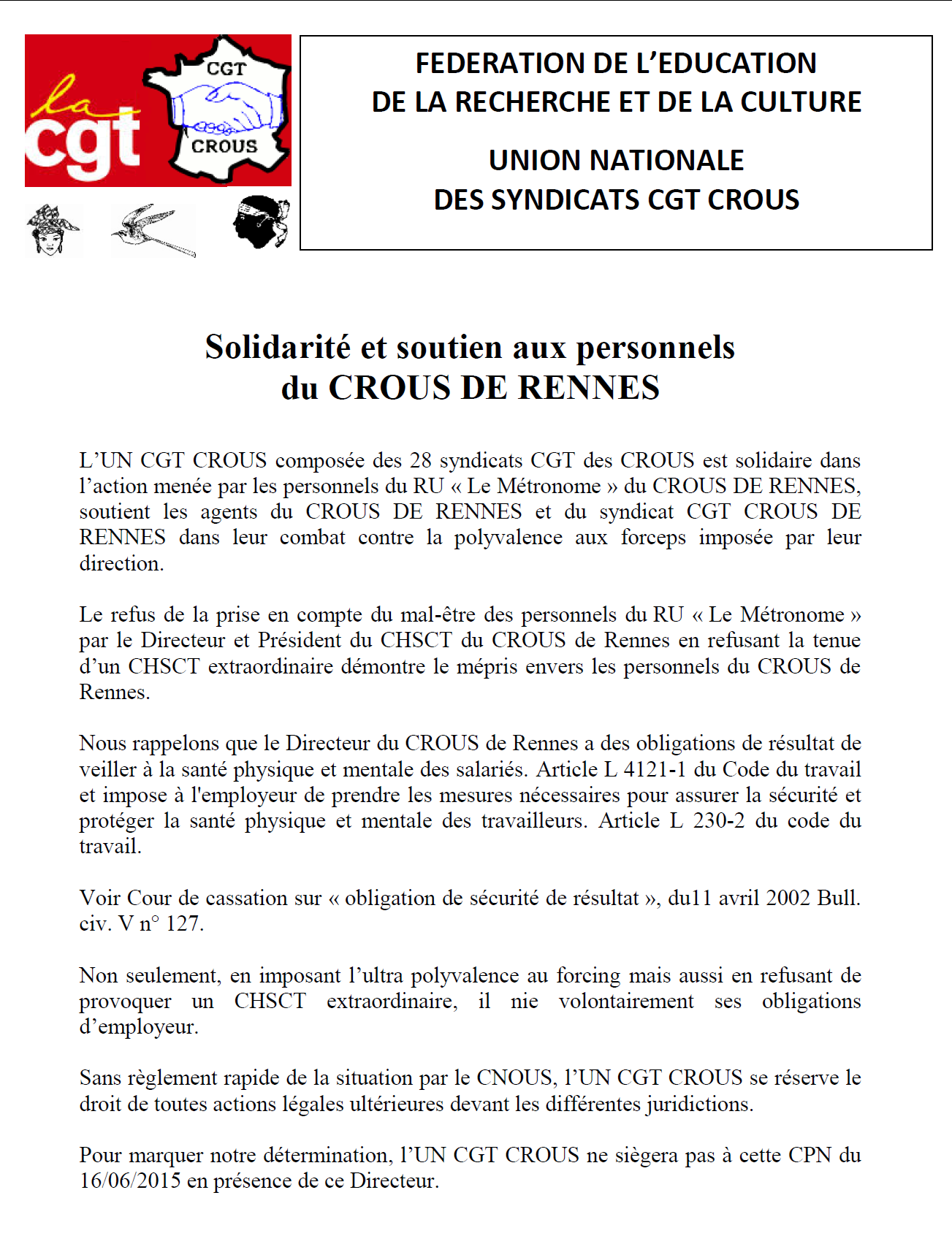 Uncgtcrous Union Nationale Des Cgt Des Crous